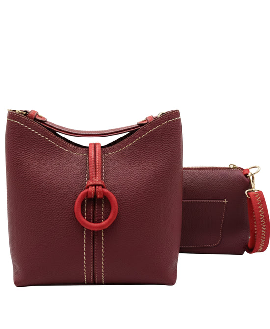 2in1 Faux Leather Hobo Handbag view 