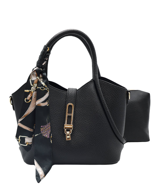 Faux Leather Handbag w/ Twilly view 