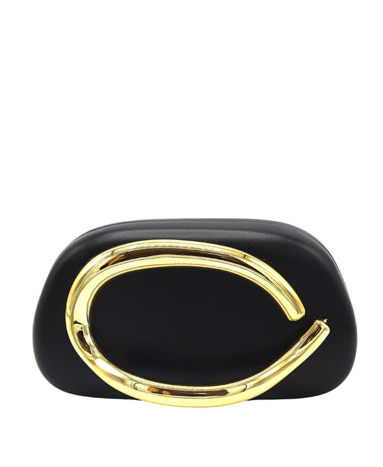 Faux Leather Clutch w/ Metal Detail view 