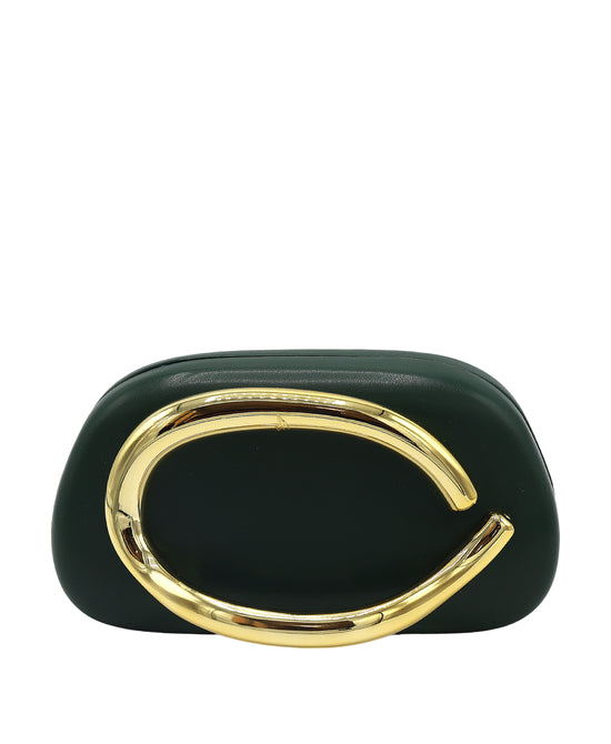 Faux Leather Clutch w/ Metal Detail view 
