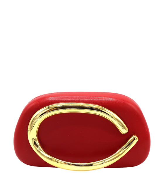 Faux Leather Clutch w/ Metal Detail view 