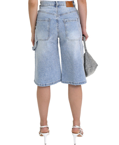 Denim Bermuda Shorts w/ Crystals image 2