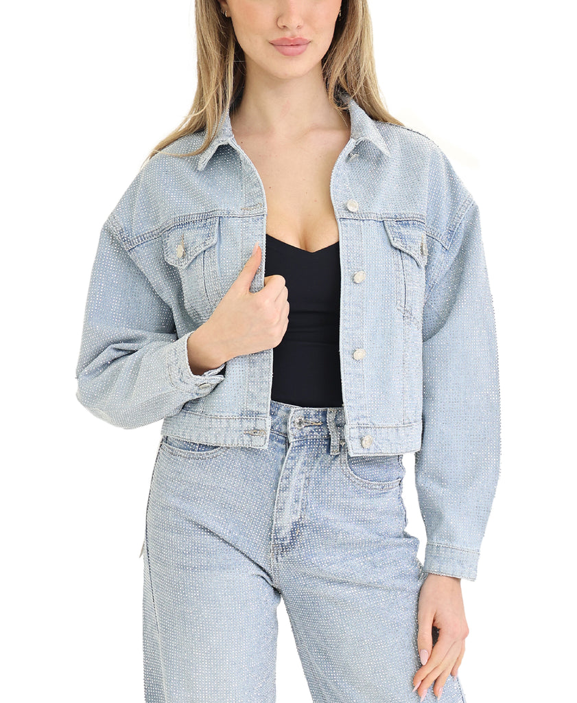 Crystal Encrusted Denim Jacket – FOX'S - Online