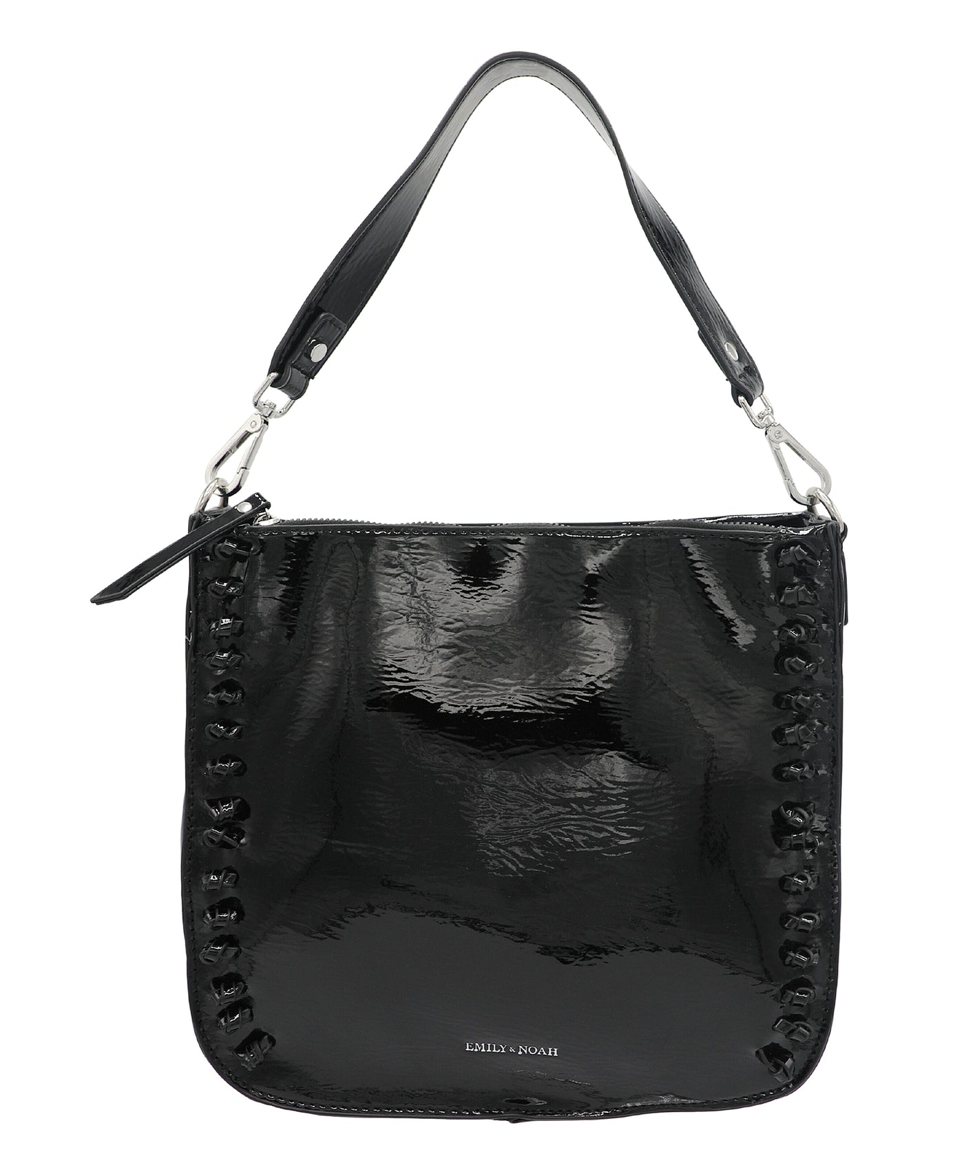 Patent Vegan Leather Shoulder Bag w/ Knot Trim image 1