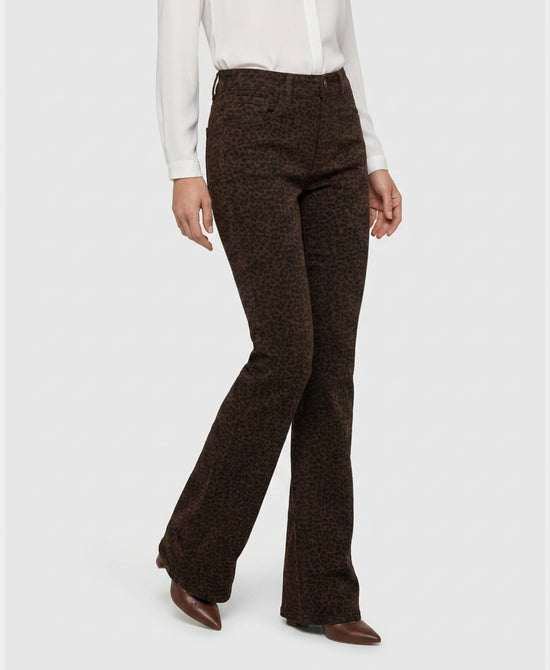 
Leopard Print Flare Leg Jeans in BROWN MULTI view 1