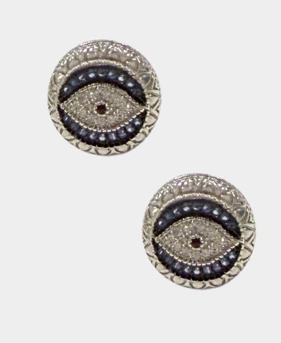 Sterling Silver Evil Eye Stud Earrings view 1