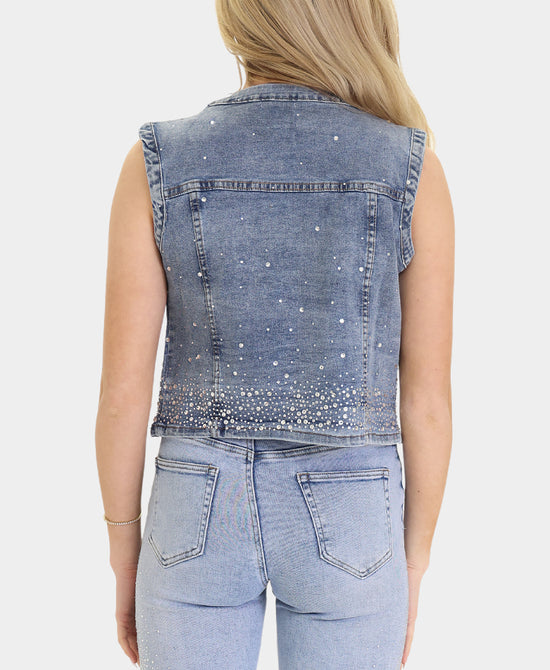 Denim Vest w/ Crystals & Rhinestones view 2