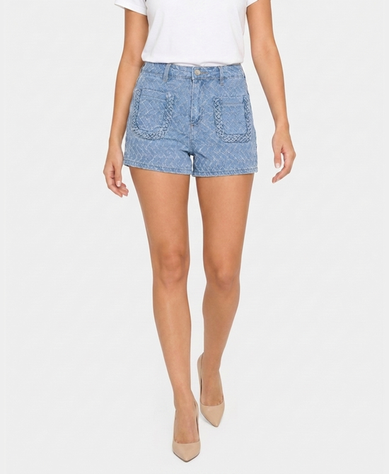 
Textured Shorts w/ Braided Detail in MEDIUM WASH view 1