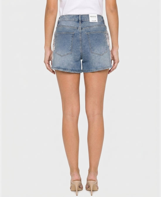 
Shorts w/ Sequins & Lace Detail in LIGHT WASH view 2
