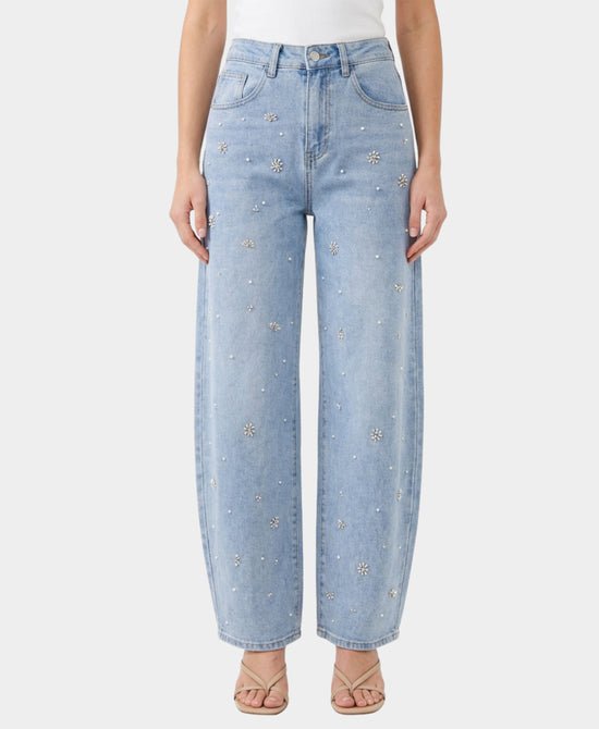 Barrel Leg Jeans w/ Pearls view 1