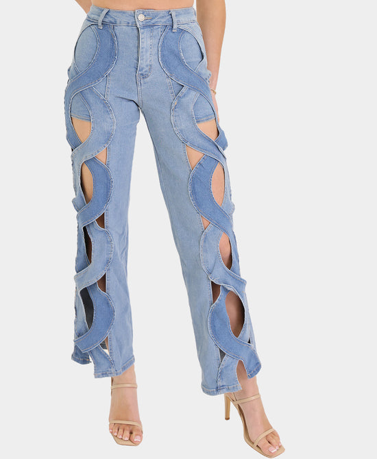 Wave Cut Out Jeans view 1