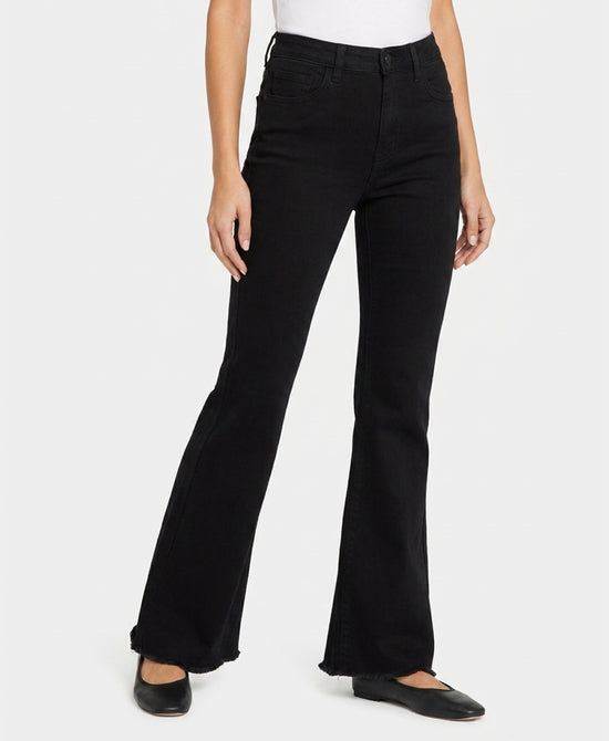 
Flare Jeans w/ Raw Edge in BLACK view 1