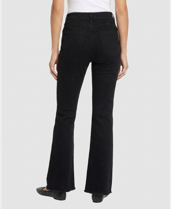 
Flare Jeans w/ Raw Edge in BLACK view 2