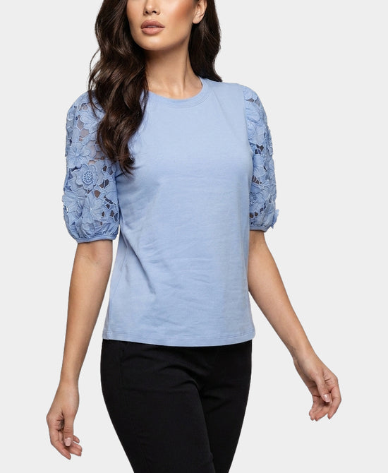 
Tee w/ Floral Sleeves in HYDRANGEA view 1
