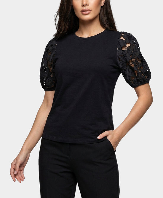 
Tee w/ Floral Sleeves in BLK view 1