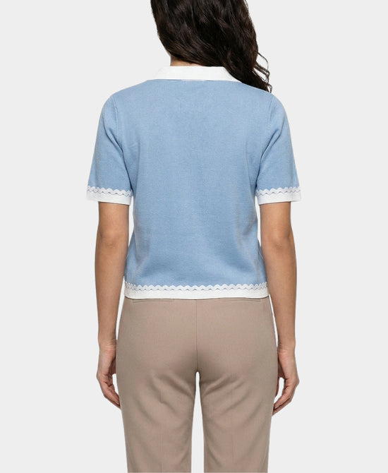 
Cardigan w/ Ric Rac Trim in BLUE/WHITE view 2