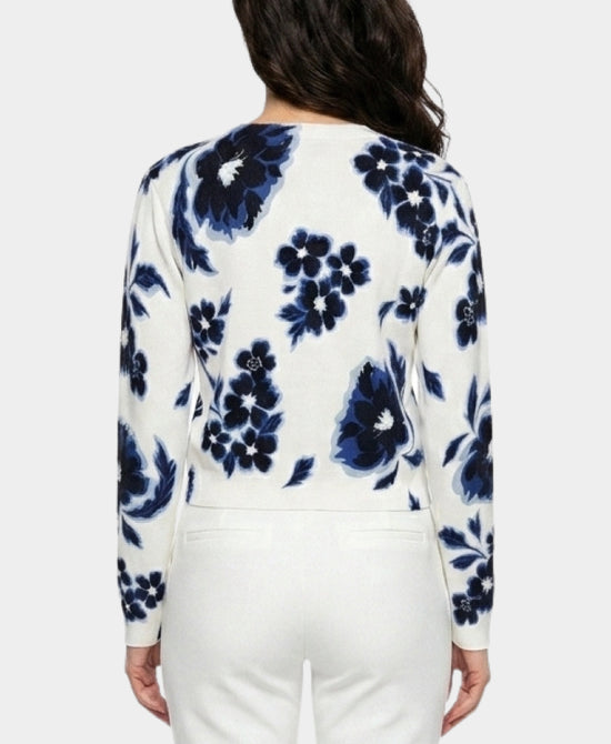 
Floral Cardigan w/ Beading in BLUE FLORAL view 2