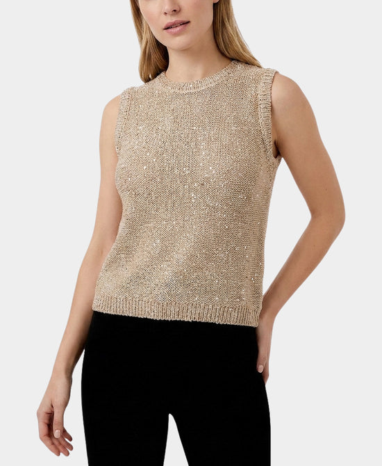 
Sleeveless Sweater w/ Sequins in TAUPE view 1