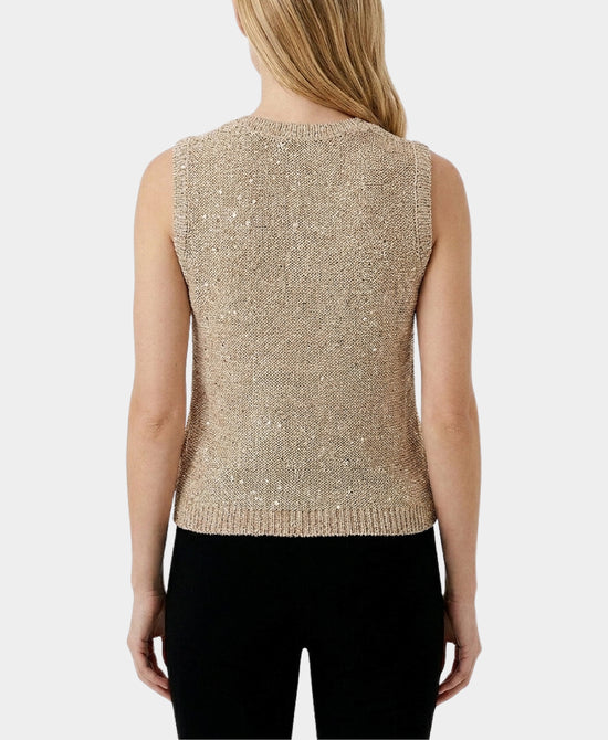 
Sleeveless Sweater w/ Sequins in TAUPE view 2
