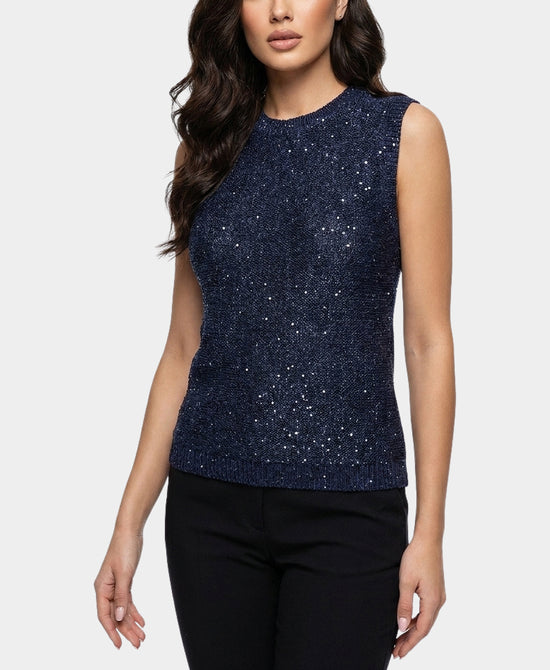 
Sleeveless Sweater w/ Sequins in NAVY view 1