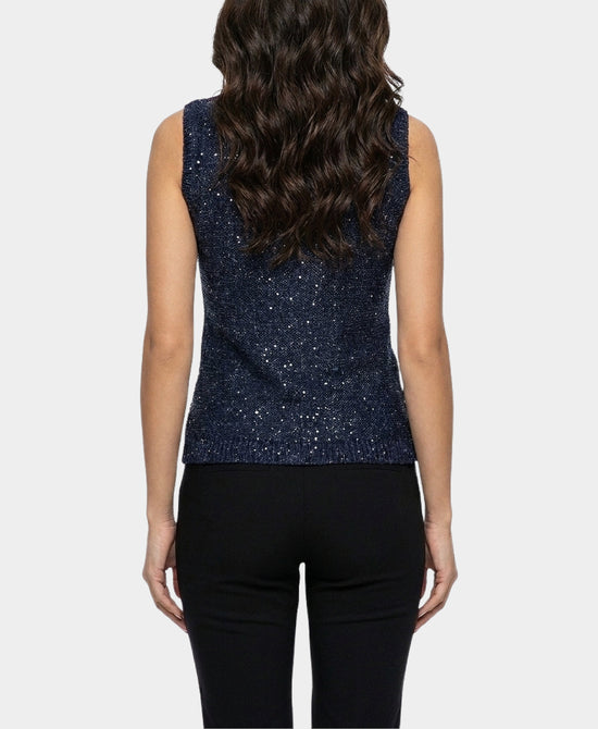 
Sleeveless Sweater w/ Sequins in NAVY view 2