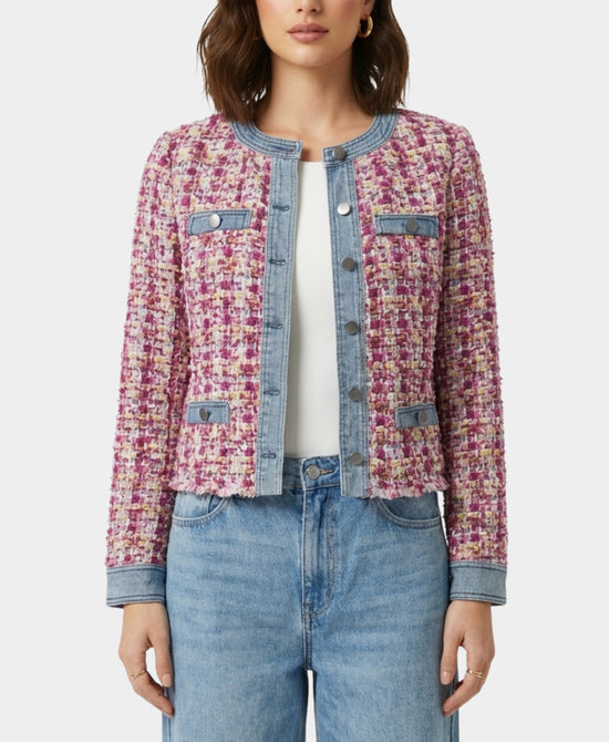 Tweed Jacket w/ Denim Trim view 1