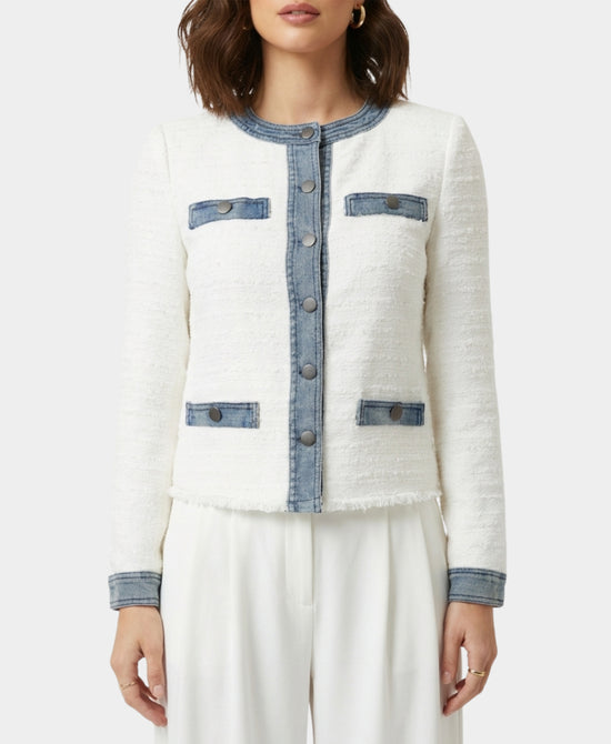 Tweed Jacket w/ Denim Trim view 1