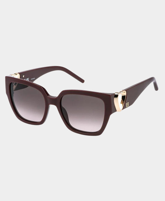 
Square Sunglasses w/ Metal Heart Cutout in DARK RED view 1