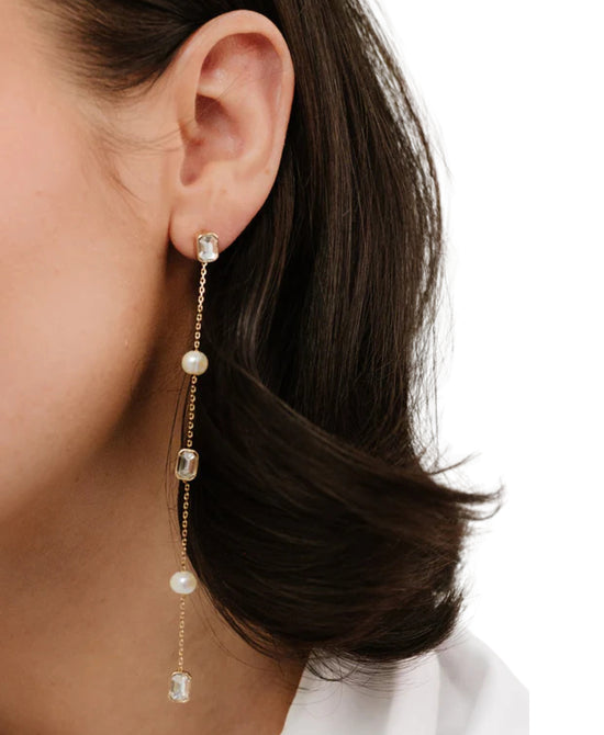 Pearl & Crystal Drop Earrings view 