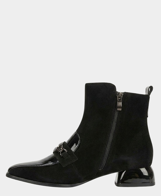 
Suede & Patent Leather Buckle Bootie in BLACK view 2