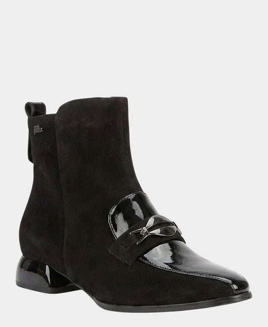 
Suede & Patent Leather Buckle Bootie in BLACK view 1