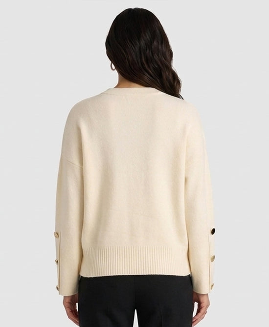 
Sweater w/ Gold Buttons in IVORY view 2