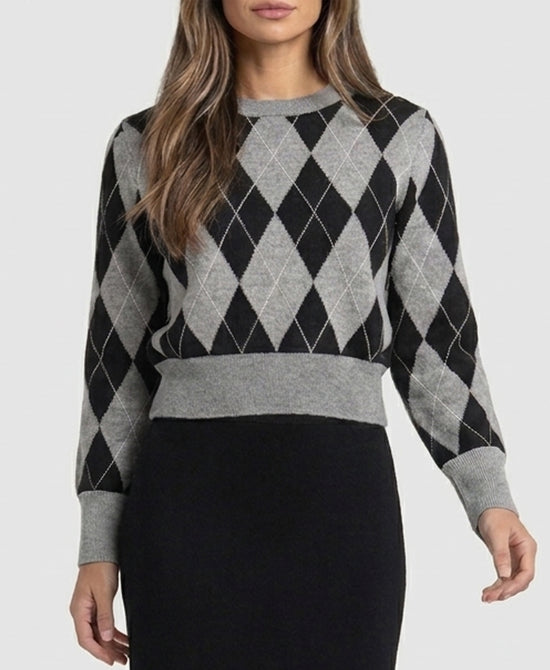 
Argyle Sweater w/ Grey Trim in BLACK/GREY view 1