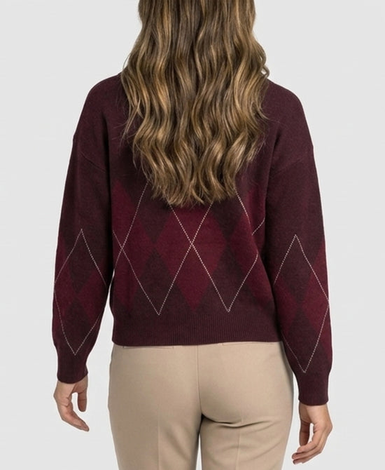 
Argyle Sweater in BURGUNDY MULTI view 2