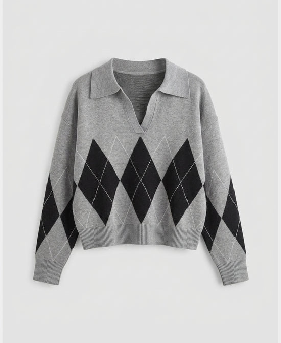 
Argyle Sweater in GREY/BLACK view 2