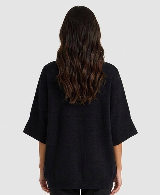 
Sweater w/ Intarsia Flower in BLACK view 2