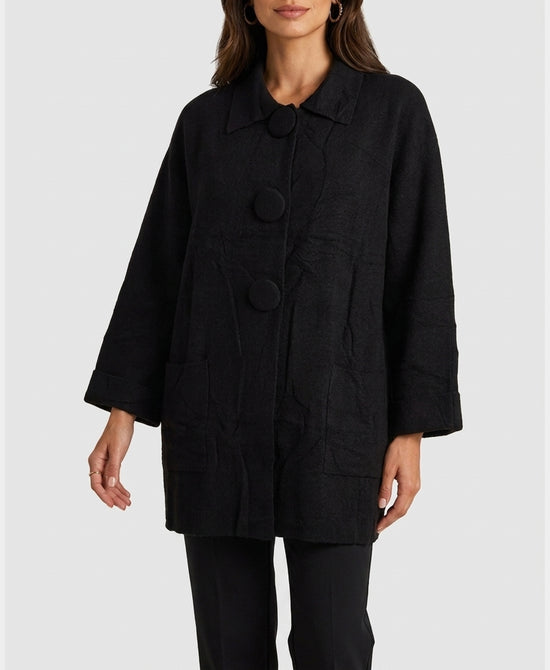 
Cardigan Sweater w/ Large Buttons in BLACK view 1