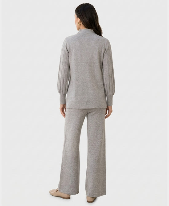 
Mock Neck Sweater & Knit Pants Set- 2 Pc Set in OATMEAL view 2