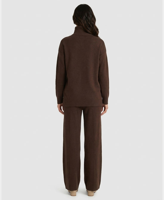 
Quarter Zip Sweater & Knit Pants Set- 2 Pc Set in BROWN view 2