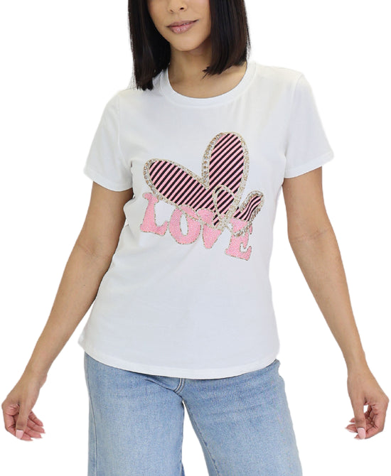 "Love" Heart Tee w/ Rhinestones view 