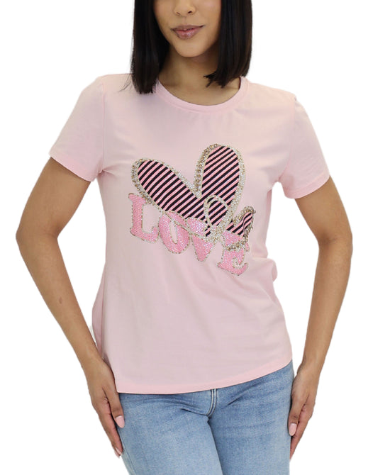 "Love" Heart Tee w/ Rhinestones view 