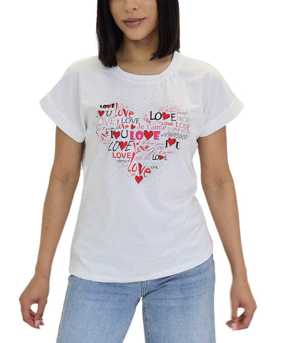 "Love" Heart Tee w/ Rhinestones view 