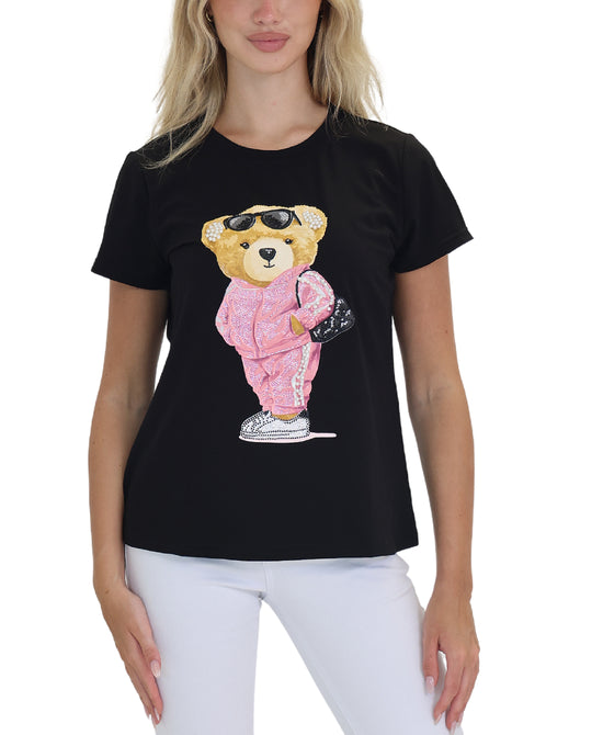 Teddy Bear Tee w/ Pearls & Rhinestones view 