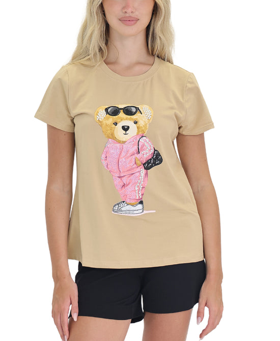 Teddy Bear Tee w/ Pearls & Rhinestones view 