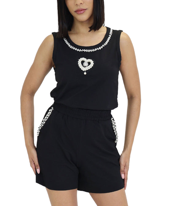 Heart Top w/ Pearls & Shorts - 2 Pc Set view 