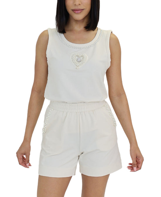 Heart Top w/ Pearls & Shorts - 2 Pc Set view 