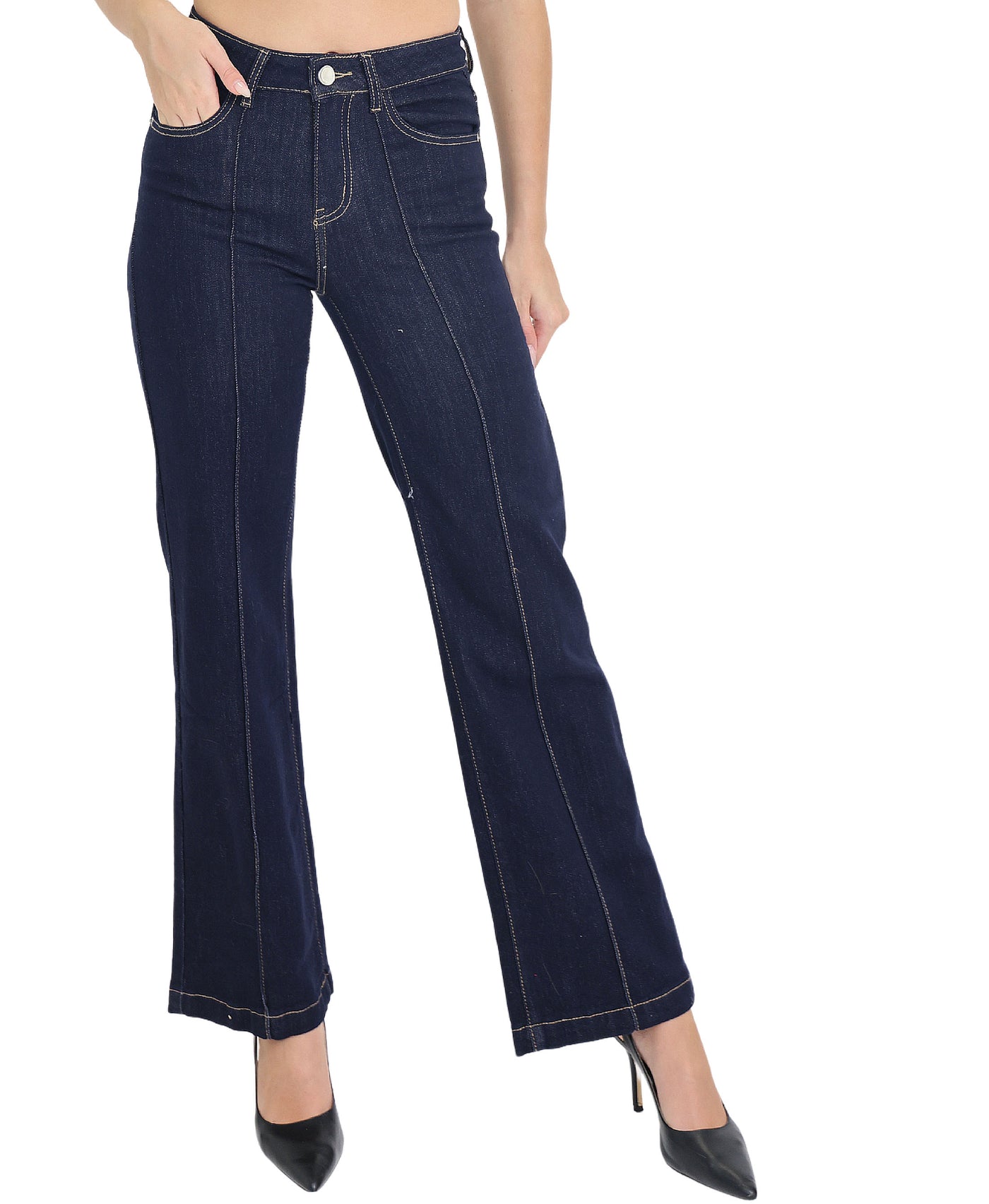 Wide Leg Jeans w/ Contrast Front Seam view 1