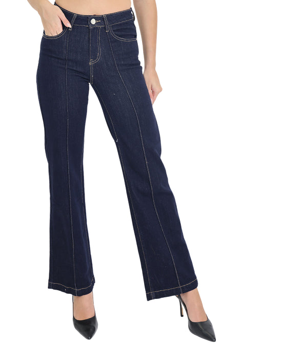 Wide Leg Jeans w/ Contrast Front Seam view 