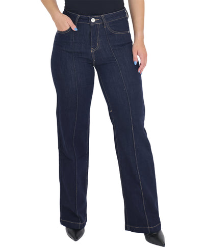 Wide Leg Jeans w/ Contrast Front Seam image 1
