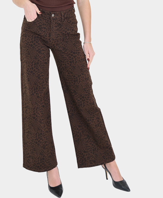 Leopard Print Wide Leg Jeans view 